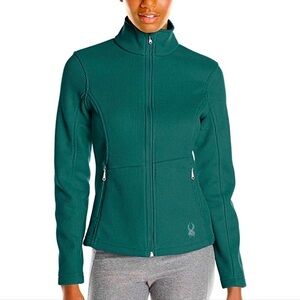Spyder Core Sweater Jacket Size M Green Full Zipper Front Fitted